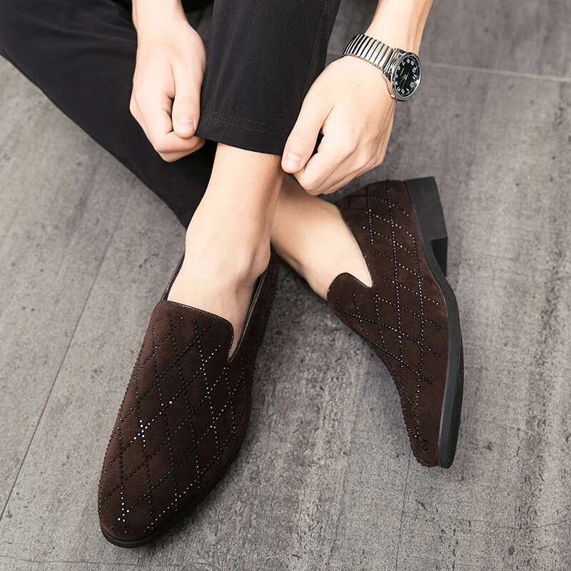 2021 Men's Rhies Dress Italian Style Fashion Party Flats Men Shoes Nightclub Wedding Formal Loafers