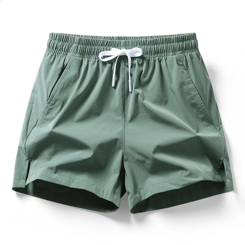 Mens Summer Beach Models Solid Color Fashion Leisure Comfortable Elastic Waist Double Pockets Cool Sports Shorts 250225