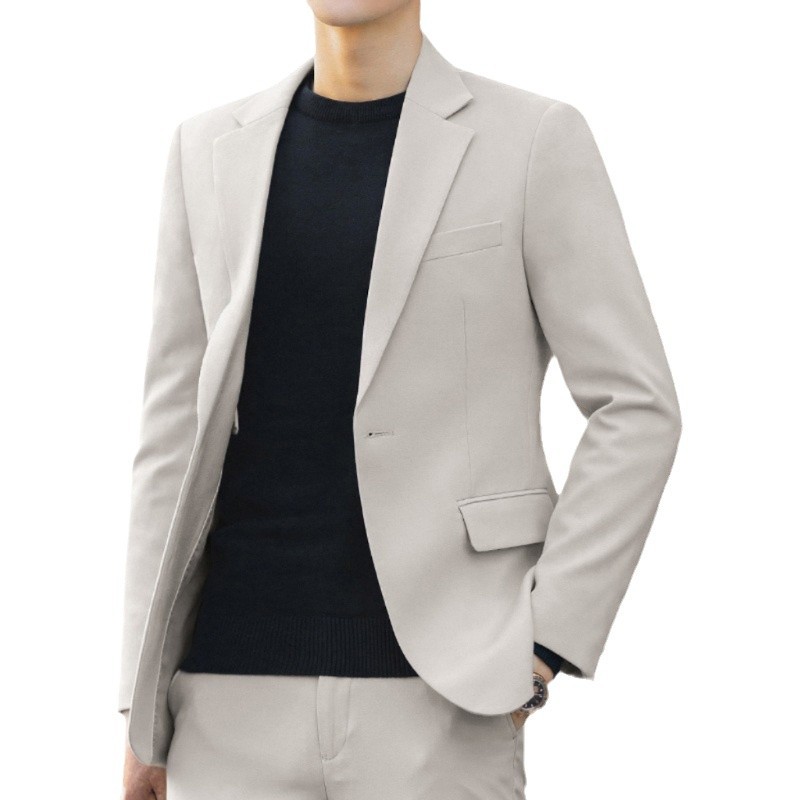 B228Stylish Men's Business Casual Suit Elegant Green Jacket with Anti-Iron Features and Youthful Design