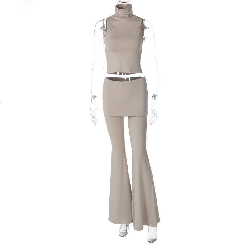 Women's Clothing New Summer New Product Fashionable And Personalized Sleeveless Top Slim Fit High Waisted Flared Pants Set