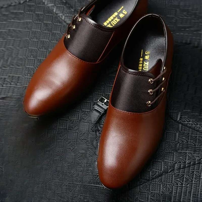 Formal Lace Up Oxford Casual Business Black Leather Men Wedding Party Office Work Shoes