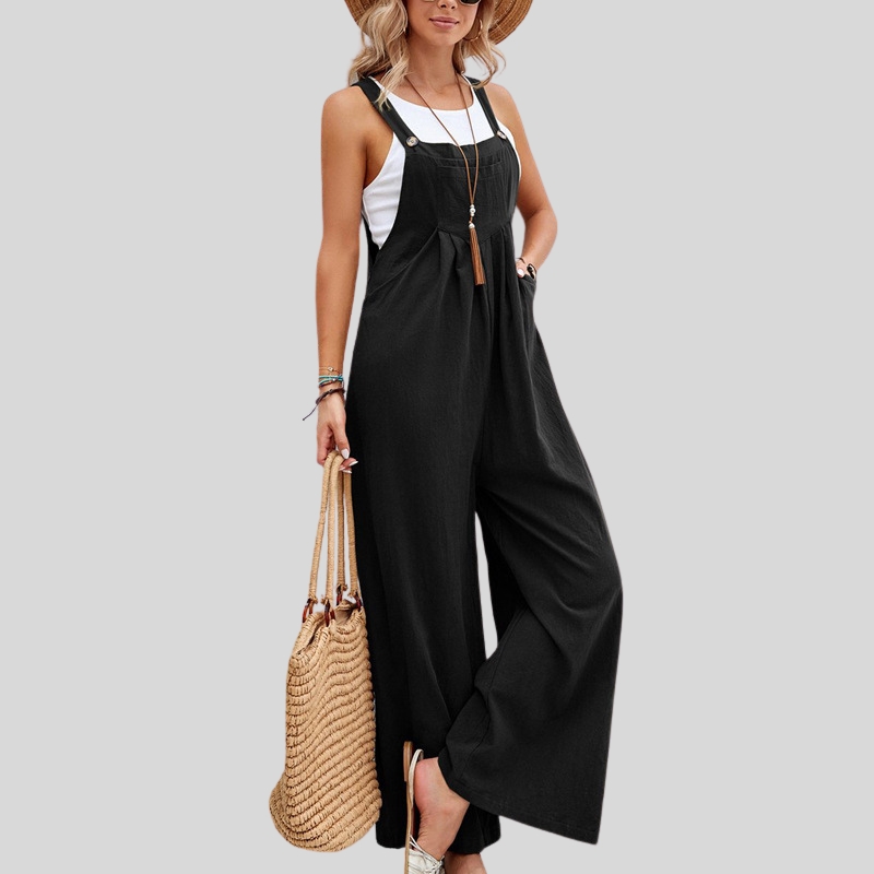 New arrival European and American women's clothing popular solid color casual overalls trousers