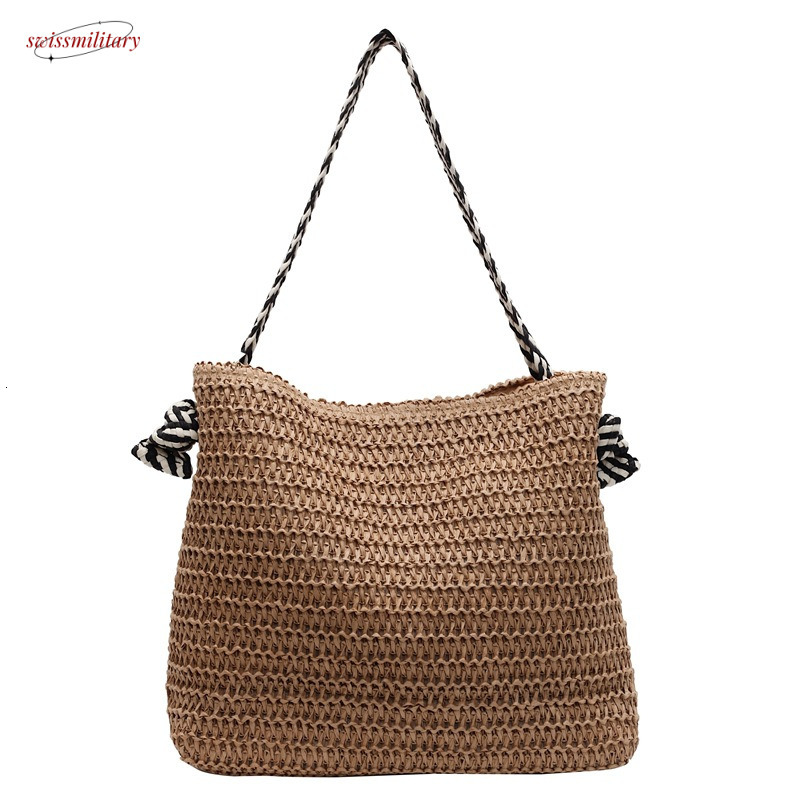 Large capacity woven women's beach vacation shoulder bag, 2025 new summer fashionable commuting tote bag #swissmilitary