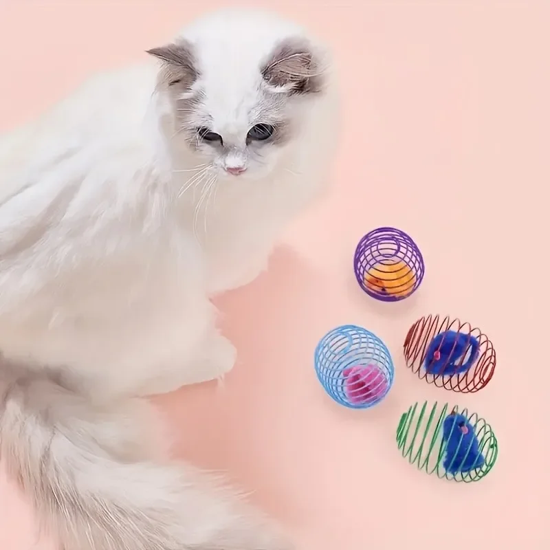 1Pc Funny Cat Toy Stretchable Kitten Springs Toys Interactive Rolling Cat Balls Pet Supplies Random Color