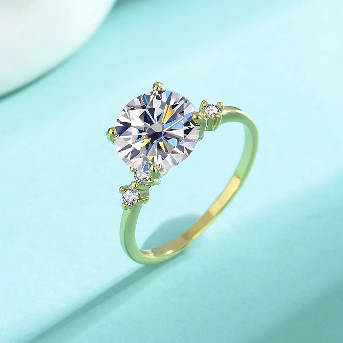 New Trendy 3ct D Color Moissanite Rings Sterg Sier Fine Jewelry for Women and Girls Romantic Wedding Engagement Gift