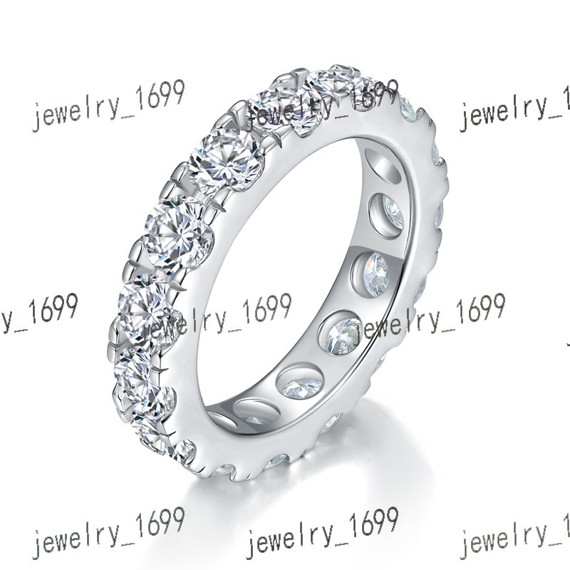 925 Silver Ready to Ship White Gold 18k Gold Plated VVS Certificate 0.3ct 4mm Moissanite Jewelry Round Band Ring for Men Women