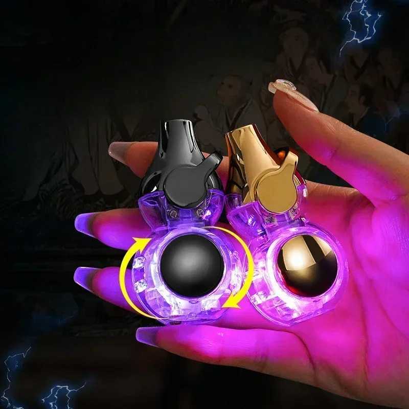 Ransparent Electric Butane Gas Lighter Windproof Straight Torch Lighter Colorful Lights Green Flame Cool NewT250301