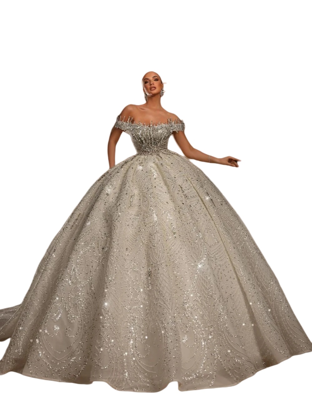 Luxury Off Shoulder Wedding Dress Crystal Bridal Ball Gowns Beading Custom Made Rhinestone Sequins Princess Bride Dresses Vestido De Novia Plus Size