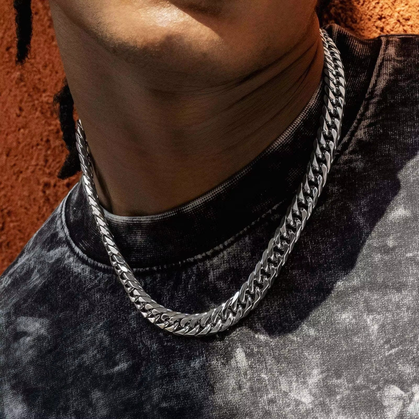 Men's chain 4mm 5mm 6mm 9mm sier solid stainless steel Cuban necklace