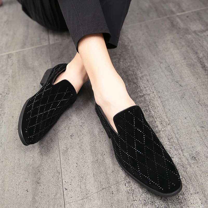2021 Men's Rhies Dress Italian Style Fashion Party Flats Men Shoes Nightclub Wedding Formal Loafers