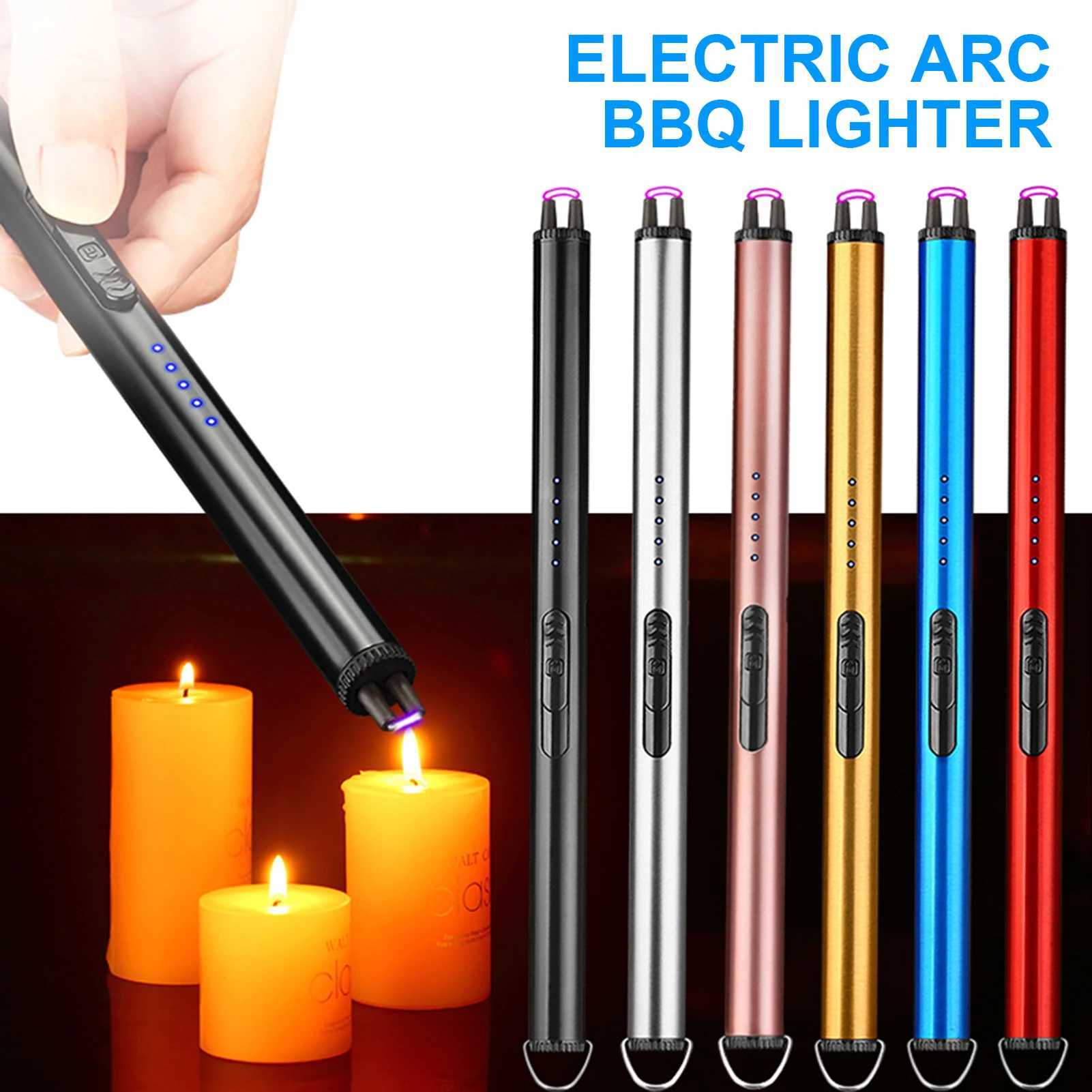 Electric Arc BBQ Lighter USB Rechargeable Lighters Windproof Flameless Plasma Ignition Long Gas Lighter Gas Stove Candle LighterT250301