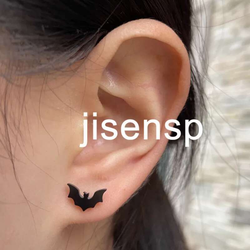 Punk Stainless Steel Stud Earrings for Women Men Funny Black Bat Earings Pendientes Piercing Jewelry Hiphop Halloween Gifts