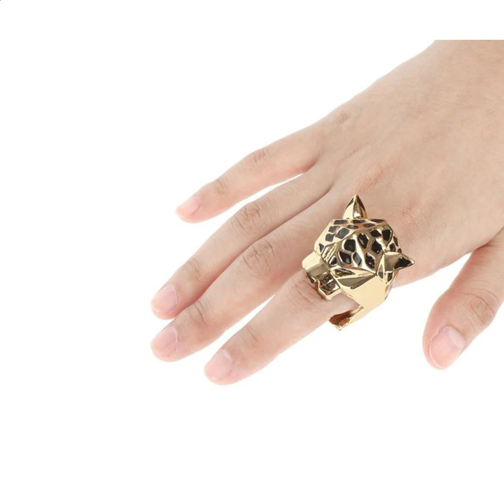 Fashion Jewelry Quality Leopard head Cocktail Statement Ring Green Zircon Eyes For Women Gift 250228