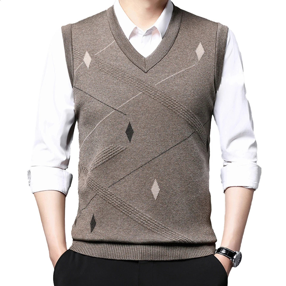 Mens Slim Fit Sweater Vest Knitted Tank Top Sleeveless Pullover Striped Retro Preppystyle Simple Allmatch Sweaters 250225