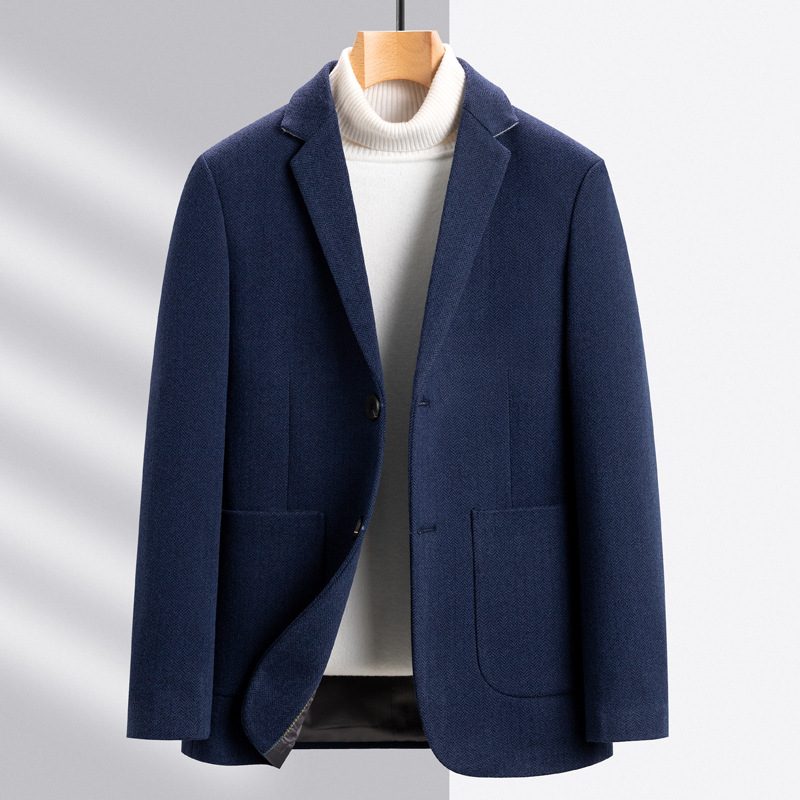 F2281Stylish Men's Wool Overcoat for Seasonal Transition - Spring/Autumn Collection