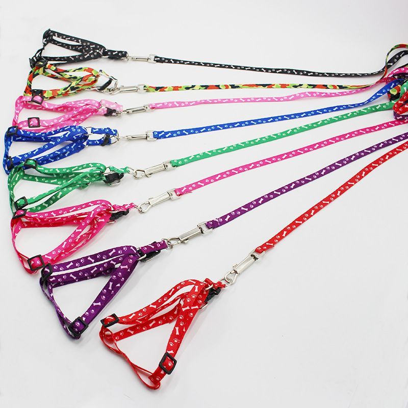 Pet Supplies Puppy Walking Printed Leashes Adjustable Cat Dog Collar Leash Dog Pet Lead Harness Chest Back Belt Traction Rope