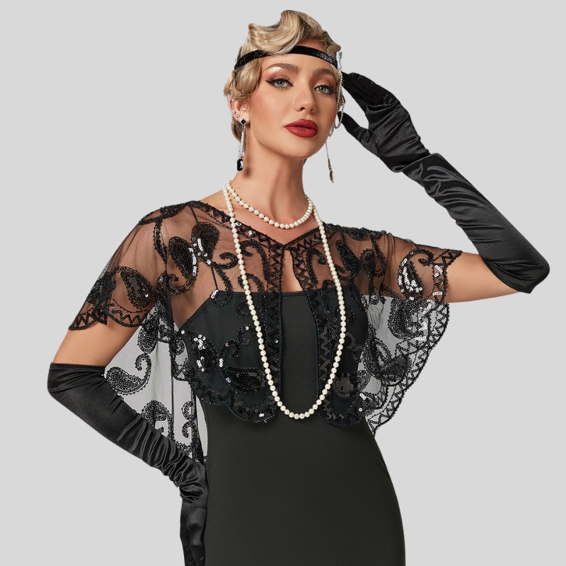 New arrival1920s European and American retro sequined beaded shawl women's dress small vest versatile small coat