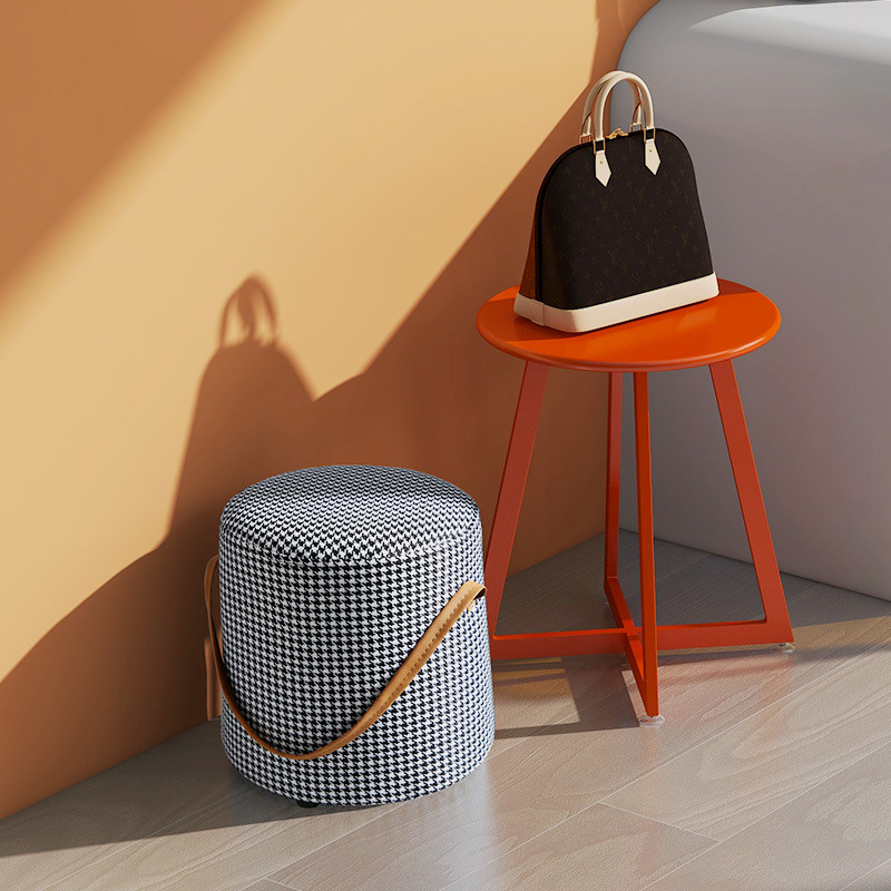 Small stools for home use short stool thousand birds grid red creative round stool door wear shoes change shoes stool doorway living room coffee table