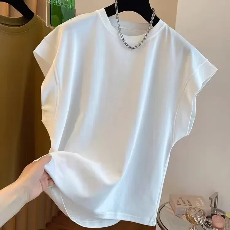 Korean-style Sensibilityniche Mens Short-sleeve T-shirt Loose-fit Shoulder Vest Unsleeved Body Conjure Summer Trendy 250228