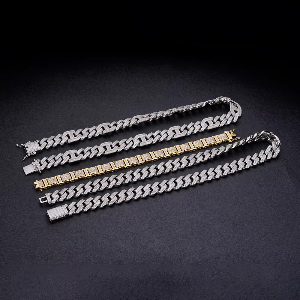 Popular Classic Hip Hop Jewelry 14.5mm Iec Out VVS Moissanite 925 Sterling Silver Miami Cuban Link Necklace for Men