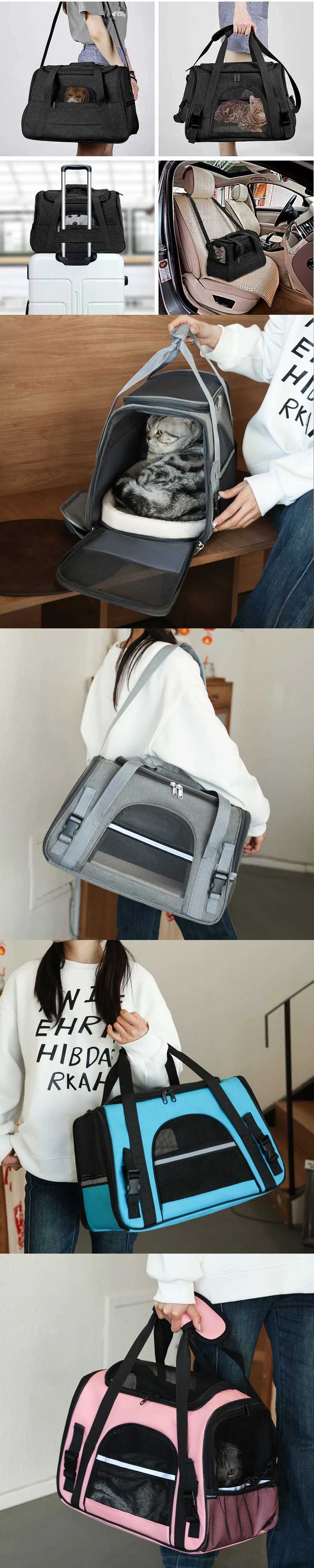 Soft-Sided Pet Travel Carrier Mesh Breathable Carrier Bags for Cats Dogs Comfort Foldable Handbag Pet Transport Bag 250205