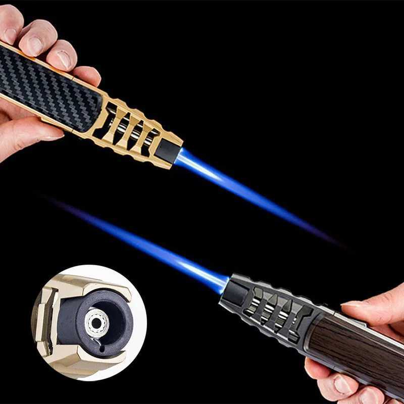 JOBON Metal Outdoor Windproof Butane Gas Lighter Turbine Torch Blue Flame Strong Fire Pistol Kitchen BBQ Baking Camping ToolsT250301