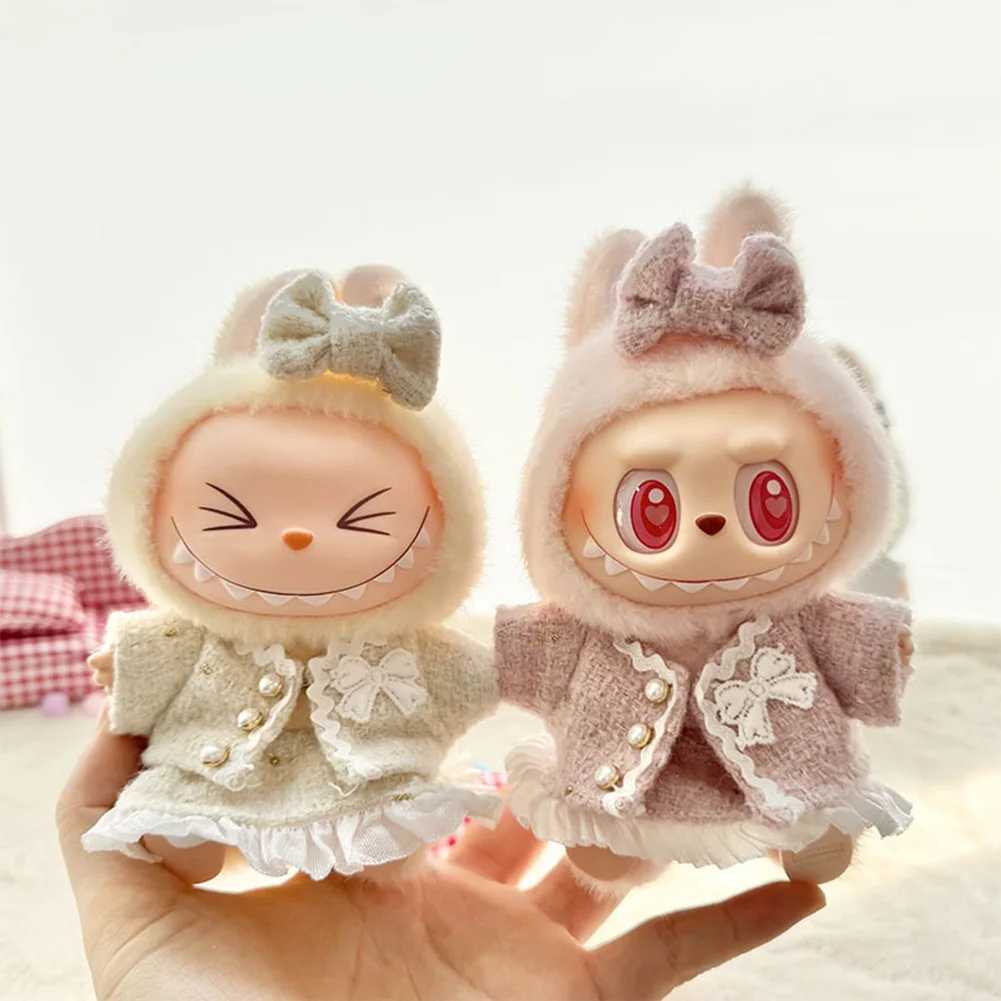 Doll Outfit Accessories for Labubu Clothes Designer Black and White Plaid Dress Set DIY Mini Dolls Clothing Girl Gift W250301