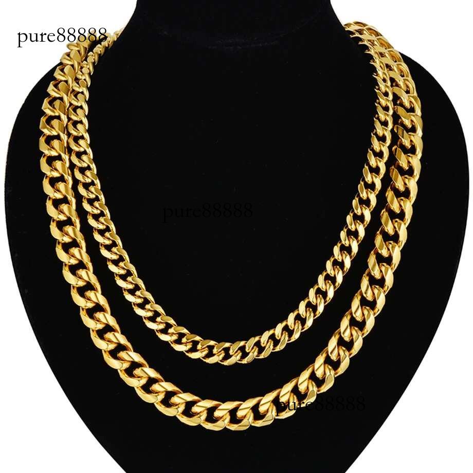Hiphop Men's Thick Neck Gold Color Stainless Steel Heavy Miami Curb Cuban k Chains For Men Necklaces Male Jewelry
