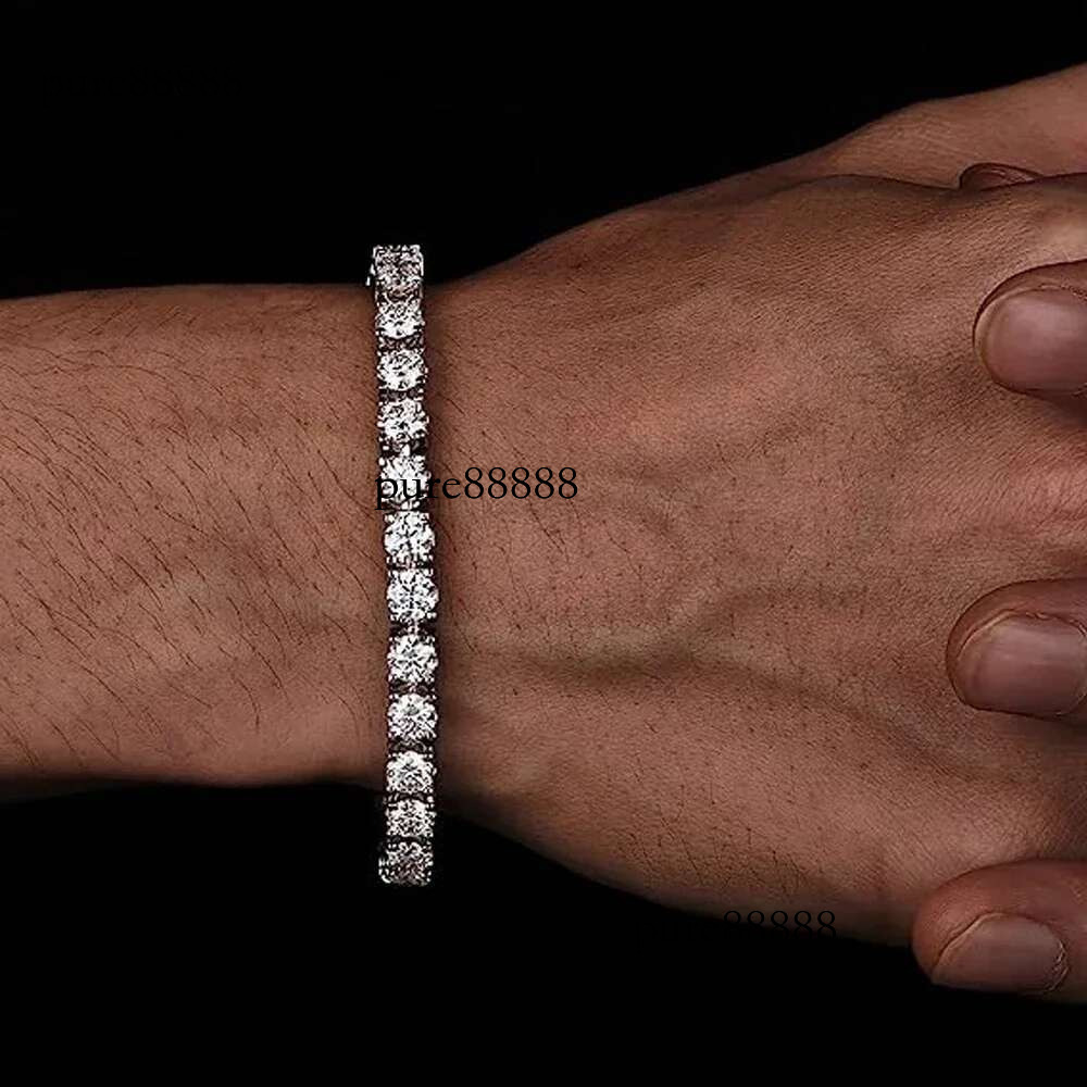 3/4/5MM Moissanite Tennis Bracelet for Women Men White Gold Plated Sterg Sier Certified All Dia Bracelets GRA