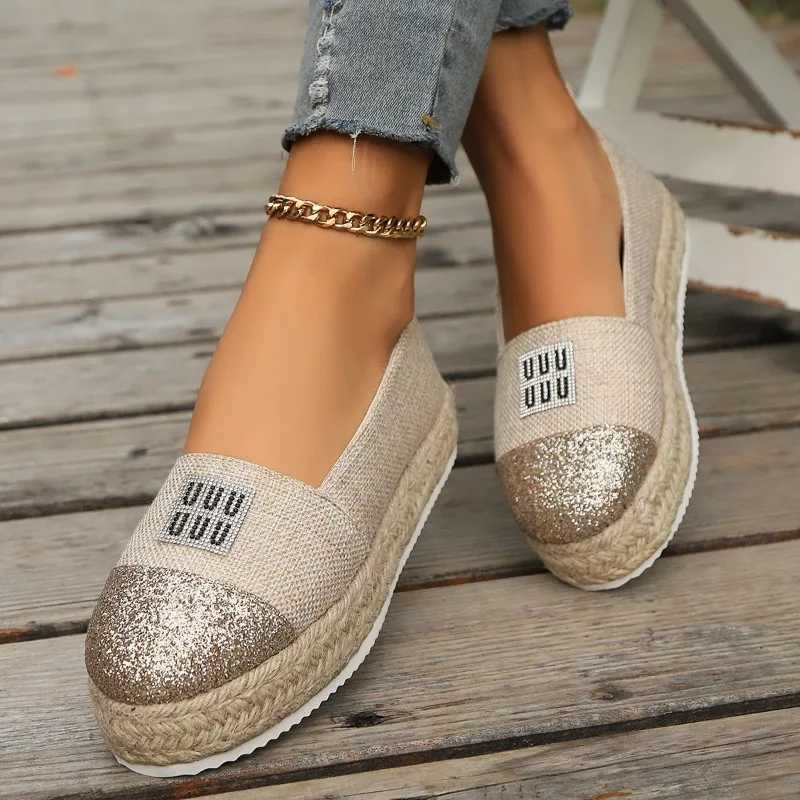 New Hot Sale Womens Shoes Slip Womens Vulcanize Shoes Round Toe Sequins Solid Outdoor Platform Casual Comfortable ShoesXJ250301