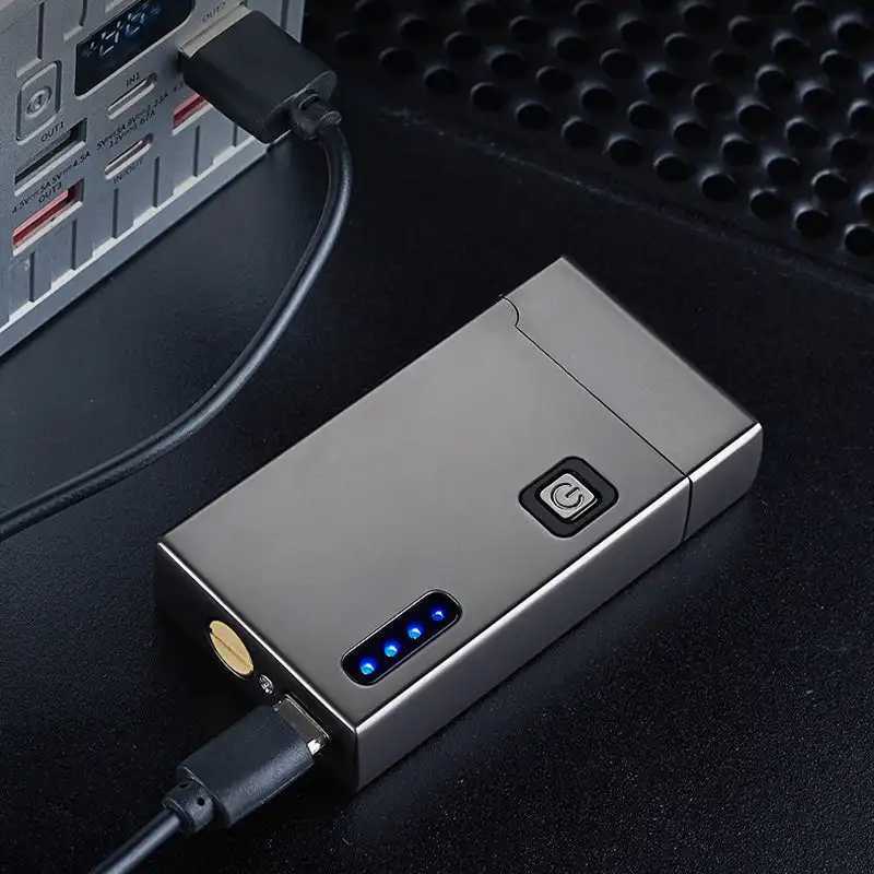 Rechargeable Induction Kerosene and Electric Lighter with LED Indicator Windproof Plasma Dual Arc Lighter 5 Induction ignitionT250301
