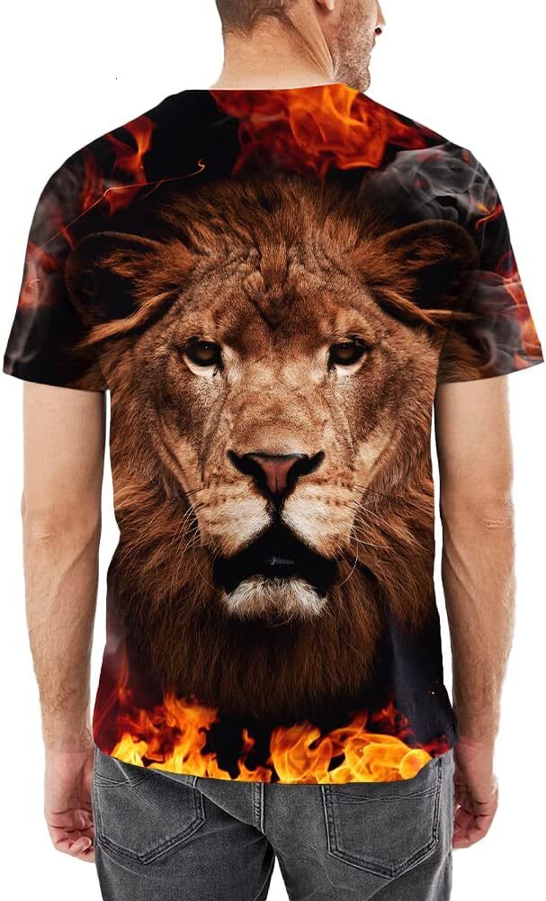 Mens T shirt Unisex Stylish 3D Printed Shirts Short Sleeve Graphic T-Shirts Tops Tees for Men Casual tops summer clothesLion pattern