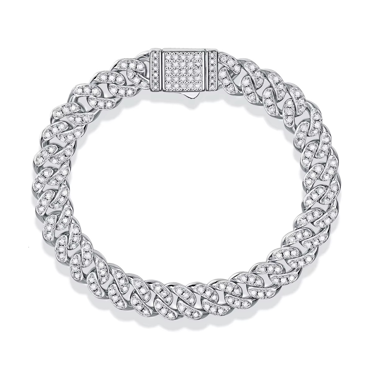 sterg Sier Jewelry 8mm Hiphop Cuban Men Hip Hop Mens Moissanite Bracelet