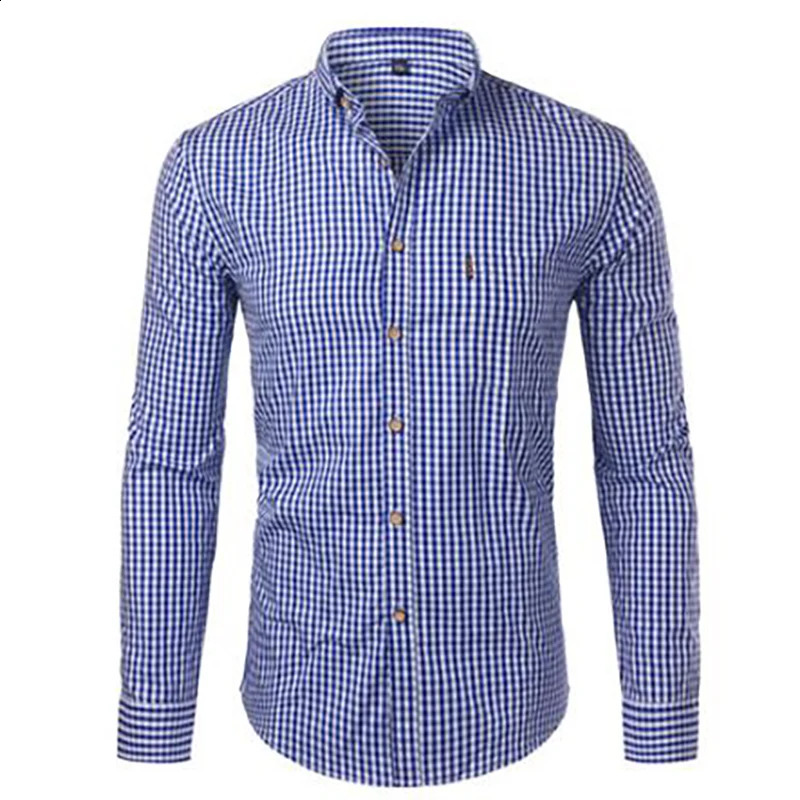 Mens Plaid Shirt Long Sleeves Cotton Casual Slim Fit Shirts Button Up Men Dress Shirts Business Shirt Chemise Masculino Shirt 250225