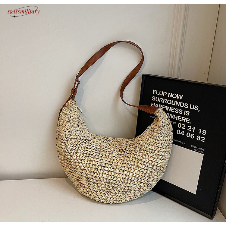 Summer Seaside Woven for Women 2025 New Large Capacity Versatile Single Shoulder Crossbody Fashion Commuter Tote Bag #swissmilitary