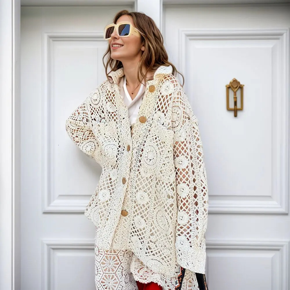 Casual Hollow Out Loose Shirts For Women Lapel Long Sleeve Patchwork Button Minimalist Cjic Blouses Female New