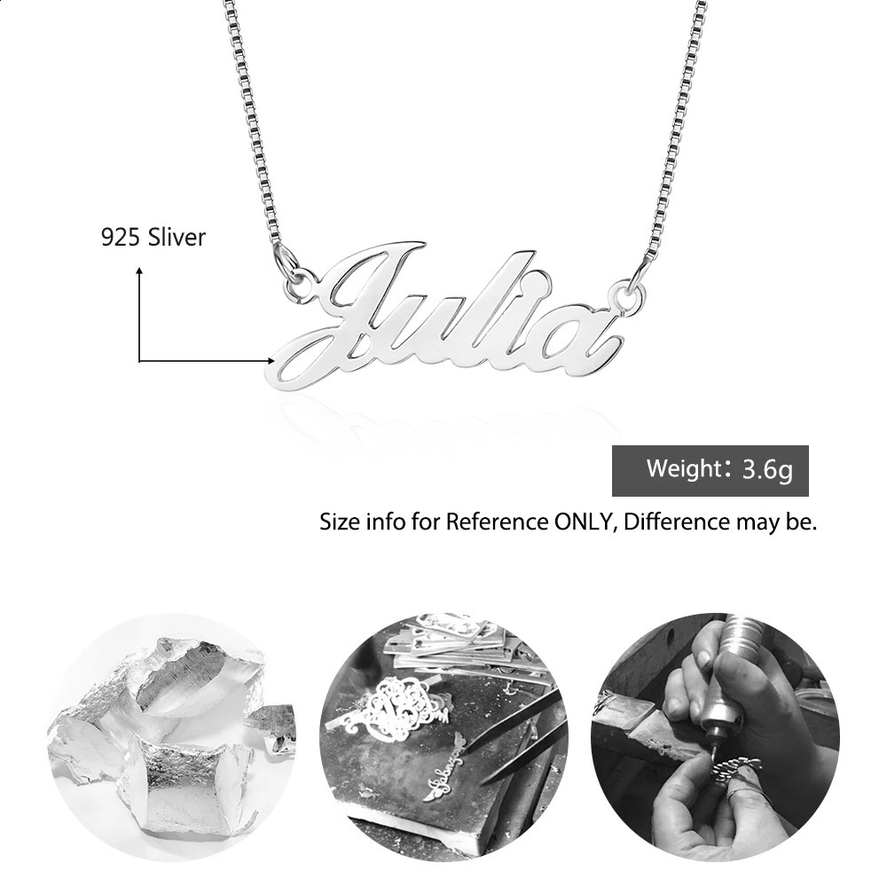 925 Sterling Silver Personalized Nameplate Letter Necklace Custom Name Pendants for Women Birthday Christmas Gift for Mother Mom 250222