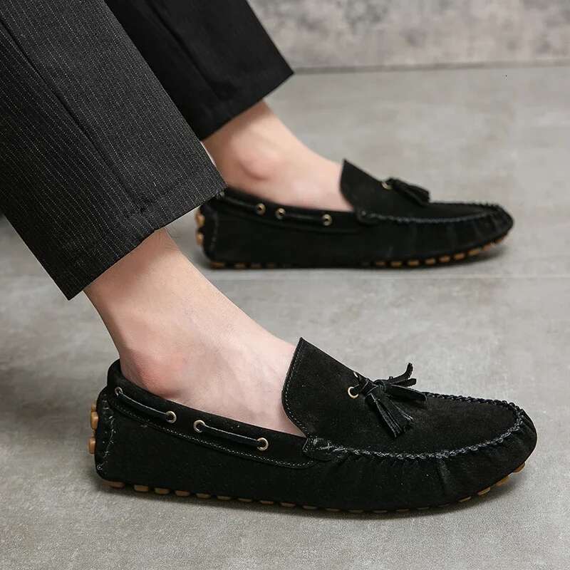 Loafers Soft Moccasins High Quality Spring Autumn Genuine Leather Men Warm Flats Driving Shoes