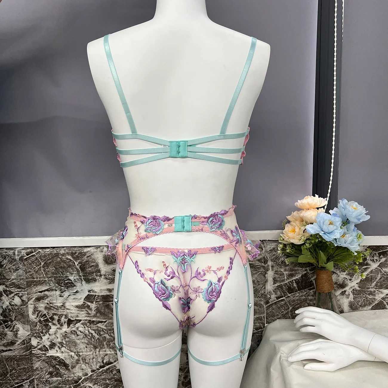 Ellolace Fairy lingerie floral transparent lingerie ruffle pendant close fitting exquisite lingerieXJ250301