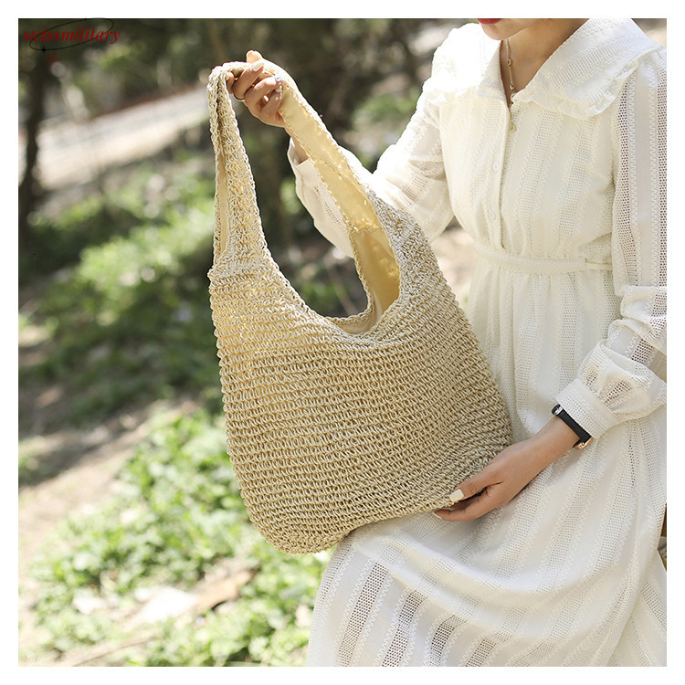 Straw for women 2025 summer vacation beach shoulder bag, forest series handmade woven bag #swissmilitary