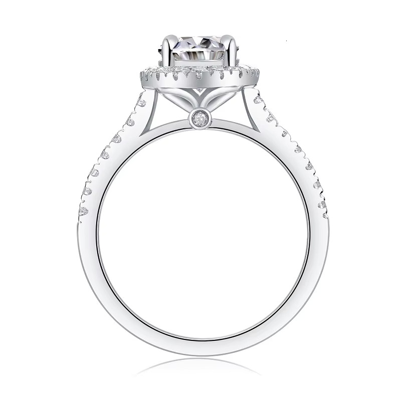Customized 1CT S925 Sterling Silver Mossanite Jewelry Ring for Women Fixed Size Plated 18K Platinum Wedding Ring Luxury Jewelry