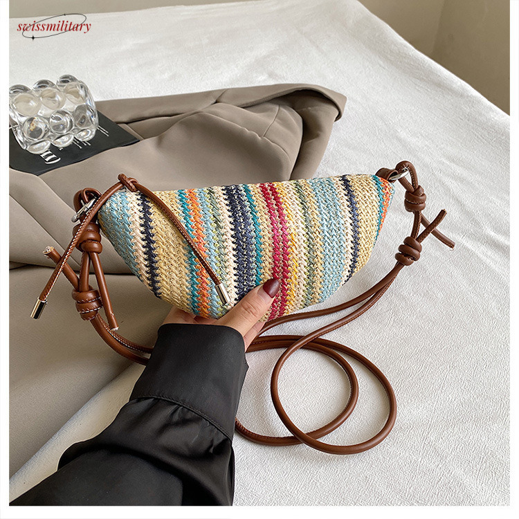 Handmade for women trendy summer crossbody popular beach vacation shoulder grass woven bag #swissmilitary