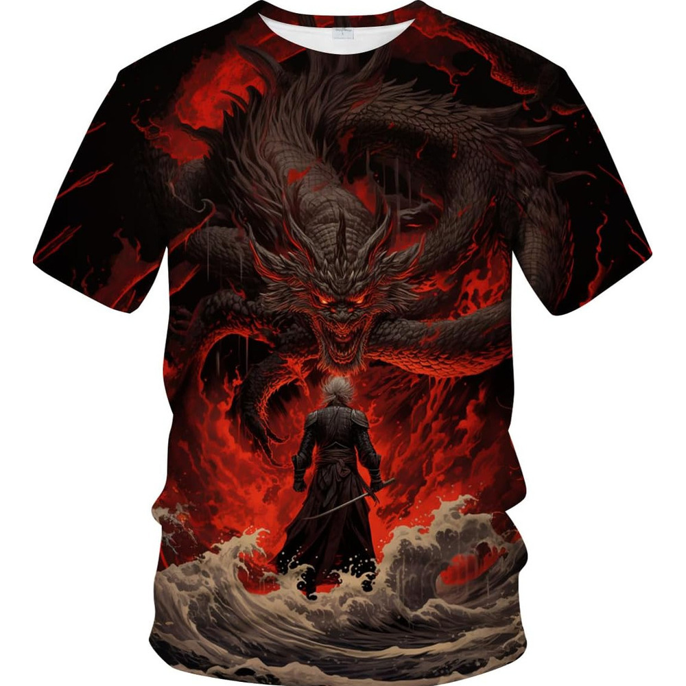 Mens T shirt Traditional Chinese Dragon T-Shirt Funny Anime Graphic Tee Shirt tee Casual tops summer clothes trend