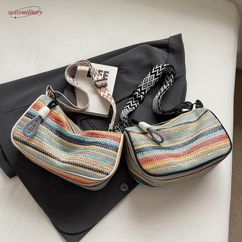 Handmade for women 2025 new trendy summer crossbody popular beach vacation shoulder grass woven bag #swissmilitary