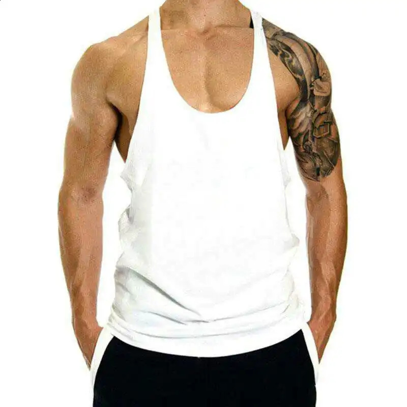 Mens Cotton Tank Tops Captain Shirt Gym Fitness Vest Sleeveless Male Casual Bodybuilding Sports Man Workout Clothes 250225