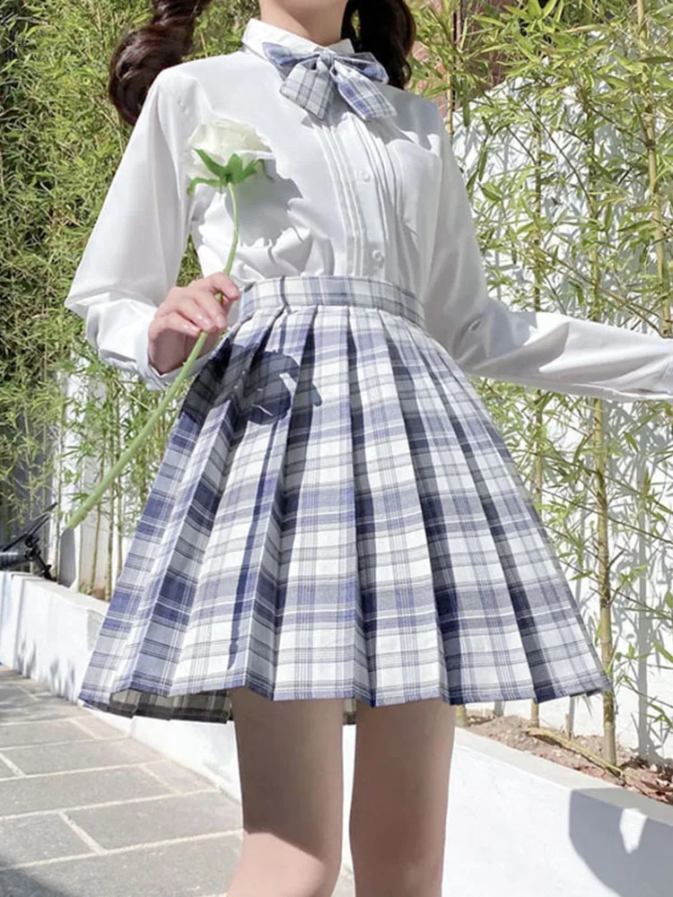ZOKI Plaid Women Pleated Skirt Bow Knot Summer High Waist Preppy s Dance Mini Skirt Cute A Line Harajuku Sexy Japan Faldas 250224