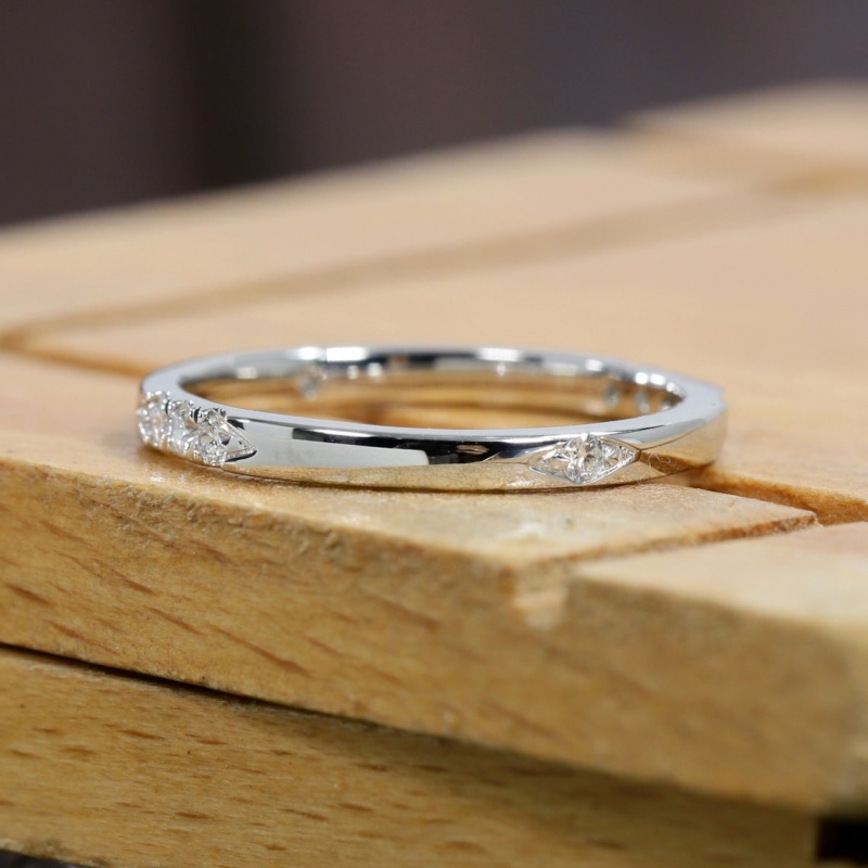 Jewelry Solid Gold Lab Diamond Simple Fashion Women Ring 1.6MM Round Cut CVD HPHT Stackable Promise Anniversary Real Gold Ring