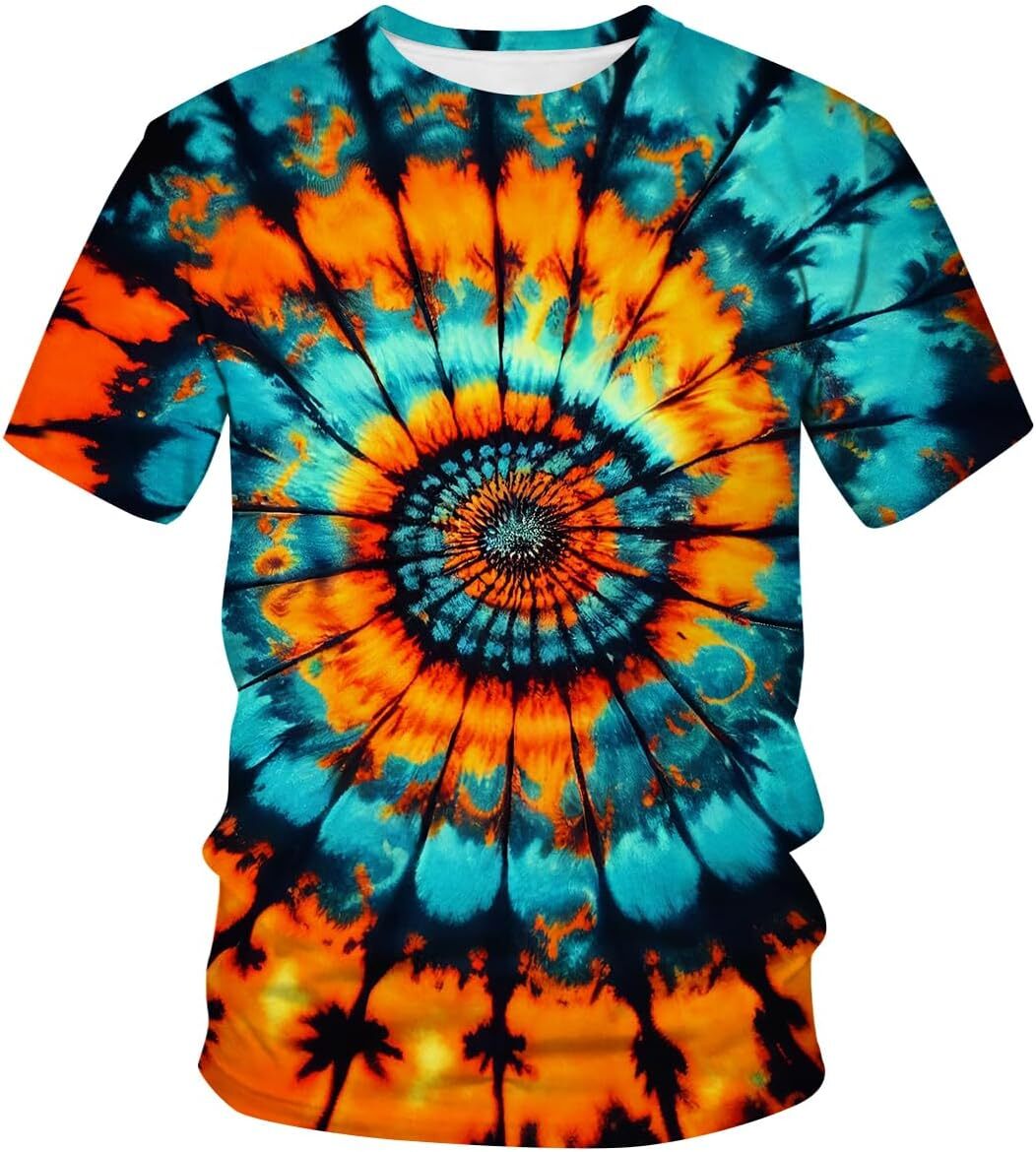 Mens T shirt Unisex Tie Dye Crew Neck Short Sleeve T-Shirt tee Casual tops summer clothes Cool patterns Cool patterns