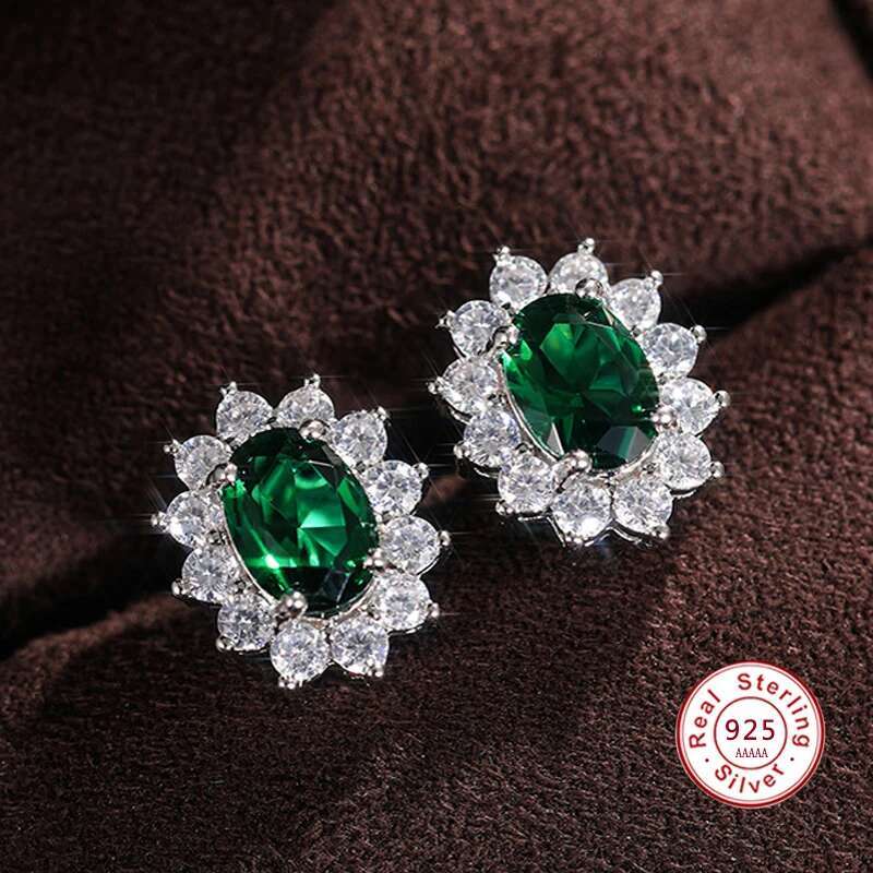 New 7 Color wer Zircon Sier Needle Woman Stud Earrings Fashion Exquisite Stones wers Lovely Princess Jewelry