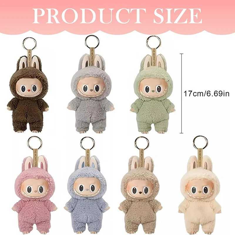 Mini cute Labubu monster doll heart-shaped Macarone Kai pattern bag keychain decoration 1 1 Christmas gift replicaXJ250301